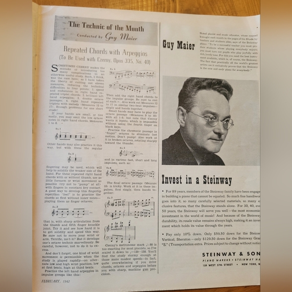 Antique Vintage The Etude Music Magazine Feb 1942 Issue Sheet Music Articles Ads - Picture 7 of 9